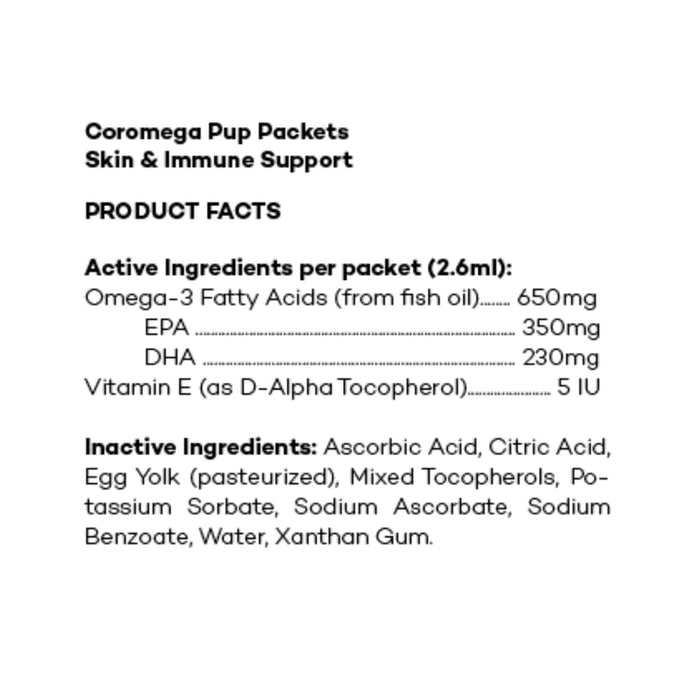 Dog Jocks - Coromega Pup Packets-Skin & Immune Support  Omega-3 Fatty Acids: EPA & DHA